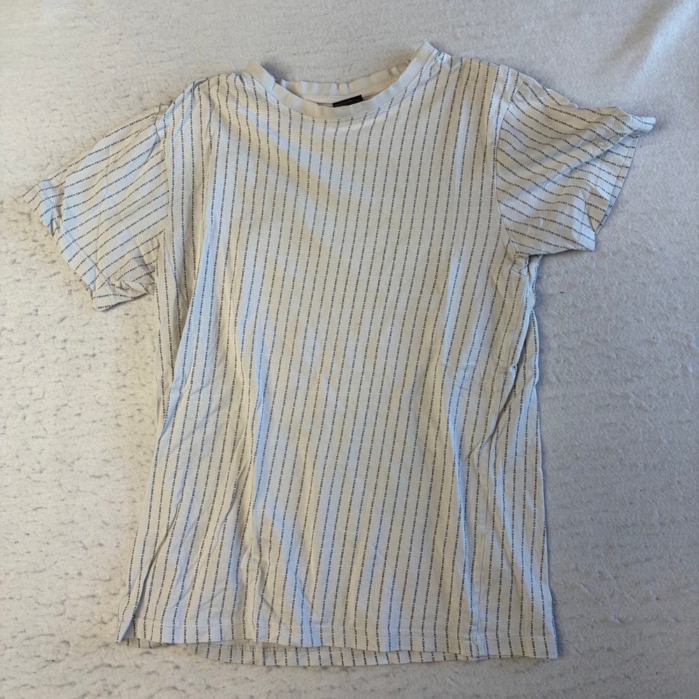 Mister Tee T Shirt Mens Small White F You Pinstripe Graphic Short Sleeve